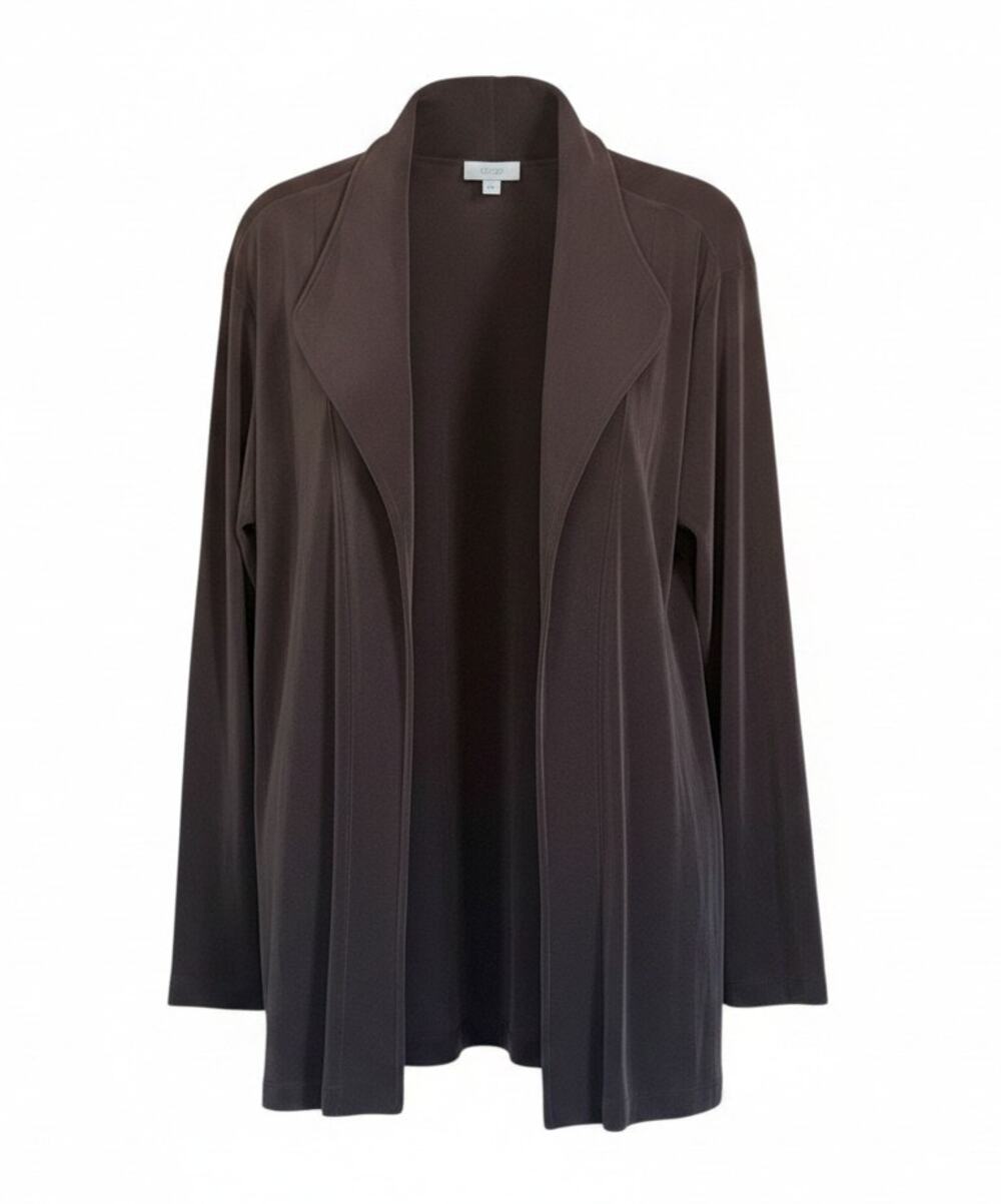 NWT Chico's Traveler Women's Size 3 / XL Brown Collared Open Front Cardigan